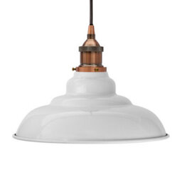 Pale Grey St Edmund's Painted Dome Pendant Light With Antique Copper Lamp Holder And Black Round Cable - Se Home - thumbnail 1
