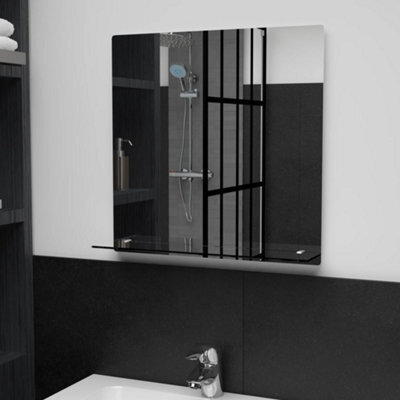 Berkfield Wall Mirror With Shelf 50X50 Cm Tempered Glass - image 1