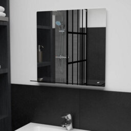 Berkfield Wall Mirror With Shelf 50X50 Cm Tempered Glass - thumbnail 1
