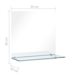 Berkfield Wall Mirror With Shelf 50X50 Cm Tempered Glass - thumbnail 6