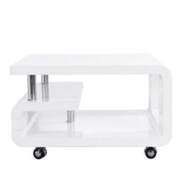 Furniture in Fashion Alena Square High Gloss Coffee Table In White With Wheels - thumbnail 4