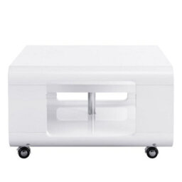 Furniture in Fashion Alena Square High Gloss Coffee Table In White With Wheels - thumbnail 6