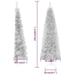 Berkfield Slim Artificial Half Christmas Tree With Stand Silver 240 Cm - thumbnail 9
