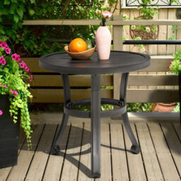 Avestar Outdoor Metal Side Table, Weather Resistant 51 Cm Patio Table, Outdoor Bistro End Table, For Garden, Deck, Balcony, Black - thumbnail 8