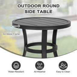 Avestar Outdoor Metal Side Table, Weather Resistant 51 Cm Patio Table, Outdoor Bistro End Table, For Garden, Deck, Balcony, Black - thumbnail 4