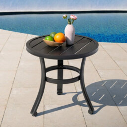 Avestar Outdoor Metal Side Table, Weather Resistant 51 Cm Patio Table, Outdoor Bistro End Table, For Garden, Deck, Balcony, Black - thumbnail 9