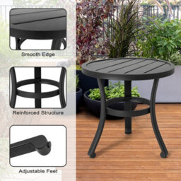 Avestar Outdoor Metal Side Table, Weather Resistant 51 Cm Patio Table, Outdoor Bistro End Table, For Garden, Deck, Balcony, Black - thumbnail 5