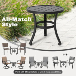 Avestar Outdoor Metal Side Table, Weather Resistant 51 Cm Patio Table, Outdoor Bistro End Table, For Garden, Deck, Balcony, Black - thumbnail 6