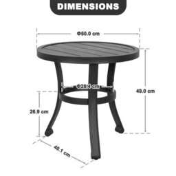 Avestar Outdoor Metal Side Table, Weather Resistant 51 Cm Patio Table, Outdoor Bistro End Table, For Garden, Deck, Balcony, Black - thumbnail 3