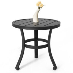 Avestar Outdoor Metal Side Table, Weather Resistant 51 Cm Patio Table, Outdoor Bistro End Table, For Garden, Deck, Balcony, Black - thumbnail 1