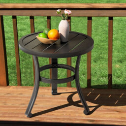 Avestar Outdoor Metal Side Table, Weather Resistant 51 Cm Patio Table, Outdoor Bistro End Table, For Garden, Deck, Balcony, Black - thumbnail 2