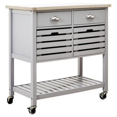 Premier Housewares Interiors By Premier Compact Grey Kitchen Trolley, Sturdy Kitchen Trolley For Entertaining Guests, Versatile Kitchen Trolley - image 1