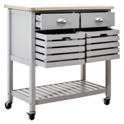 Premier Housewares Interiors By Premier Compact Grey Kitchen Trolley, Sturdy Kitchen Trolley For Entertaining Guests, Versatile Kitchen Trolley - thumbnail 2