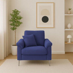 Kosy Koala Modern Blue Sofa 2 1 Seater Set Fabric With Chrome Feet - Comfortable Couch With Cushion For Living Room, Bedroom Or Office - thumbnail 7