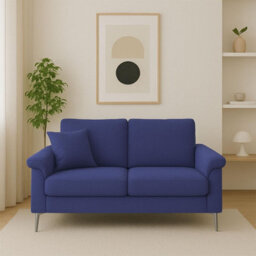 Kosy Koala Modern Blue Sofa 2 1 Seater Set Fabric With Chrome Feet - Comfortable Couch With Cushion For Living Room, Bedroom Or Office - thumbnail 4