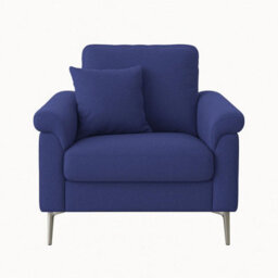 Kosy Koala Modern Blue Sofa 2 1 Seater Set Fabric With Chrome Feet - Comfortable Couch With Cushion For Living Room, Bedroom Or Office - thumbnail 6