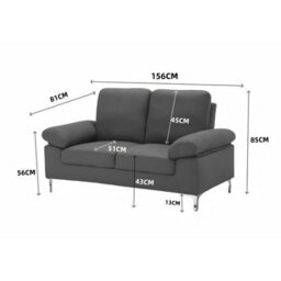 Kosy Koala Modern Blue Sofa 2 1 Seater Set Fabric With Chrome Feet - Comfortable Couch With Cushion For Living Room, Bedroom Or Office - thumbnail 5