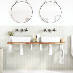 Berkfield Basin Shelf Wall Mounted Steel And Solid Wood Acacia - thumbnail 3