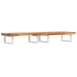 Berkfield Basin Shelf Wall Mounted Steel And Solid Wood Acacia - thumbnail 2