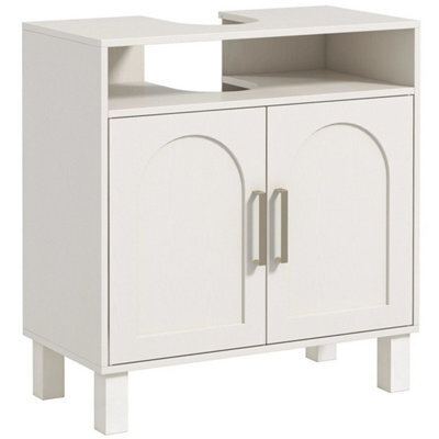 Under Sink Bathroom Cabinet With Adjustable Shelf, 60 X 30 X 63 Cm, Cream White - image 1