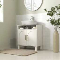 Under Sink Bathroom Cabinet With Adjustable Shelf, 60 X 30 X 63 Cm, Cream White - thumbnail 3
