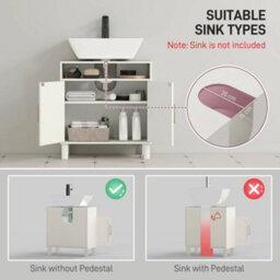 Under Sink Bathroom Cabinet With Adjustable Shelf, 60 X 30 X 63 Cm, Cream White - thumbnail 6