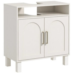 Under Sink Bathroom Cabinet With Adjustable Shelf, 60 X 30 X 63 Cm, Cream White - thumbnail 1