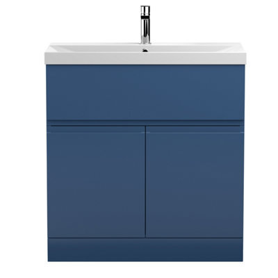 Hudson Reed Urban Satin Blue Floor Standing 2 Door Vanity Unit And Thin-Edge Basin With Silent Close, 860 X 810 X 395 - image 1