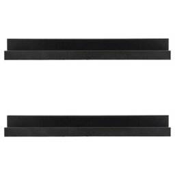 Geezy Floating Wall Shelves Modern Picture Ledge Hanging Display Rack Black 45Cm 2Pcs - thumbnail 3