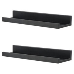 Geezy Floating Wall Shelves Modern Picture Ledge Hanging Display Rack Black 45Cm 2Pcs - thumbnail 2