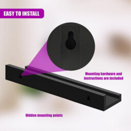 Geezy Floating Wall Shelves Modern Picture Ledge Hanging Display Rack Black 45Cm 2Pcs - thumbnail 7