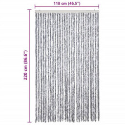 Vidaxl Insect Curtain White And Grey 118X220 Cm Chenille - thumbnail 3