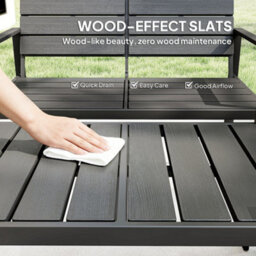 Outsunny 4 Piece Garden Furniture Set, Hdpe Metal Outdoor Sofa, Dark Grey - thumbnail 6