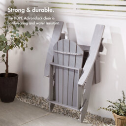 Vonhaus Grey Folding Adirondack Garden Chair Set 2, Reclining Slatted Weather Resistant Hdpe Outdoor Armchair For Patio, Westport - thumbnail 3