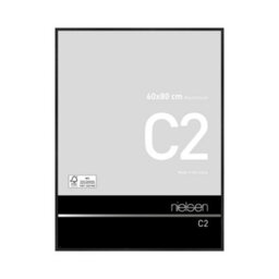 Nielsen C2 Brushed Black Aluminium Picture Frame 60X80Cm - With Float Glass And Push/turn Clips