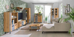 Arte Industrial Chic: Lofter Tv Cabinet, Oak Wotan & Concrete, H571mm W1350mm D413mm - thumbnail 2