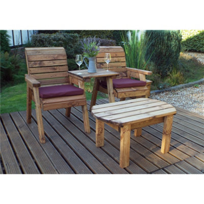 Marlborough Traditional Twin Companion Dining Set Straight With 2 X Chair Cushion Burgundy - image 1