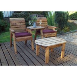 Marlborough Traditional Twin Companion Dining Set Straight With 2 X Chair Cushion Burgundy - thumbnail 1