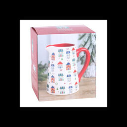 Christmas Street Print Ceramic Flower Jug Festive Village Vase Jug - thumbnail 5