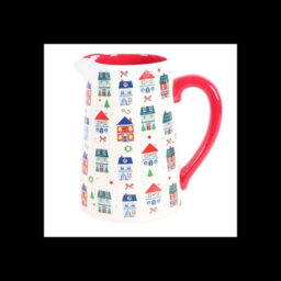 Christmas Street Print Ceramic Flower Jug Festive Village Vase Jug - thumbnail 2