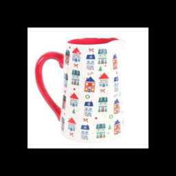 Christmas Street Print Ceramic Flower Jug Festive Village Vase Jug - thumbnail 3