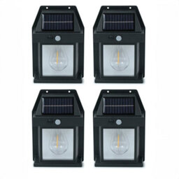 Valuelights Pack Of 4 - Black Lantern Solar Fence Lights, Pir Motion Sensor Security Wall Garden Solar Lights - thumbnail 1
