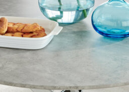 Furniturebox Uk Novara Grey Concrete Effect 120Cm Round Dining Table & 4 Navy Pesaro Silver Chairs - thumbnail 4