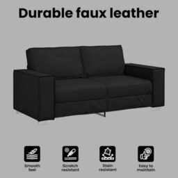 Vidaxl Sofa Chair Black 180 X 78 X 84 Cm Artificial Leather - thumbnail 7