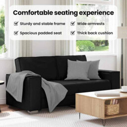 Vidaxl Sofa Chair Black 180 X 78 X 84 Cm Artificial Leather - thumbnail 8