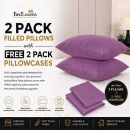 Bedlooms Purple Free Plain Brushed Microfiber Pillowcase 50Cm X 75Cm, Soft Hypoallergenic Sofa Pillow And Bed Pillow, Set Of 2 - thumbnail 2