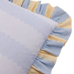 Wylder Birdie Stripe Ruffle Polyester Filled Cushion, Lemon/sky, 45 X 45Cm - thumbnail 3