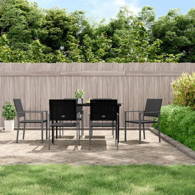 Berkfield 7 Piece Garden Dining Set Poly Rattan And Steel - image 1