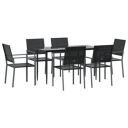Berkfield 7 Piece Garden Dining Set Poly Rattan And Steel - thumbnail 3