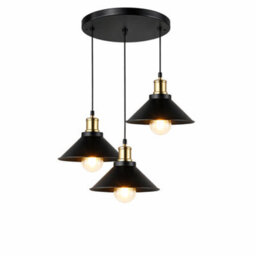 Industrial Pendant Ceiling Light 3 Way Vintage Hanging Lamp Black Metal Kitchen Island Dining Room Led Lighting Shopnbits - thumbnail 1